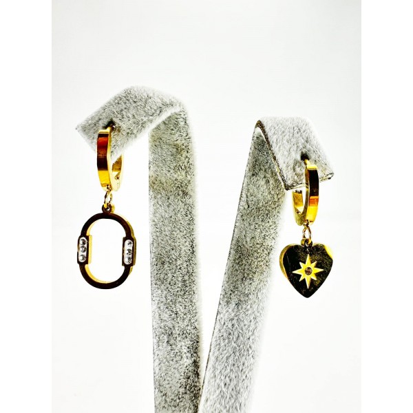 Gold Kalp Figürlü Küpe